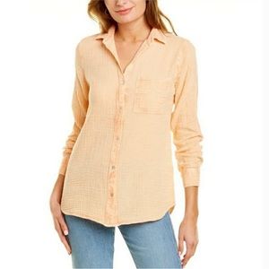 Lola Rivers Gauze Short Sleeve Burton Down Shirt Orange Size Large or Medium